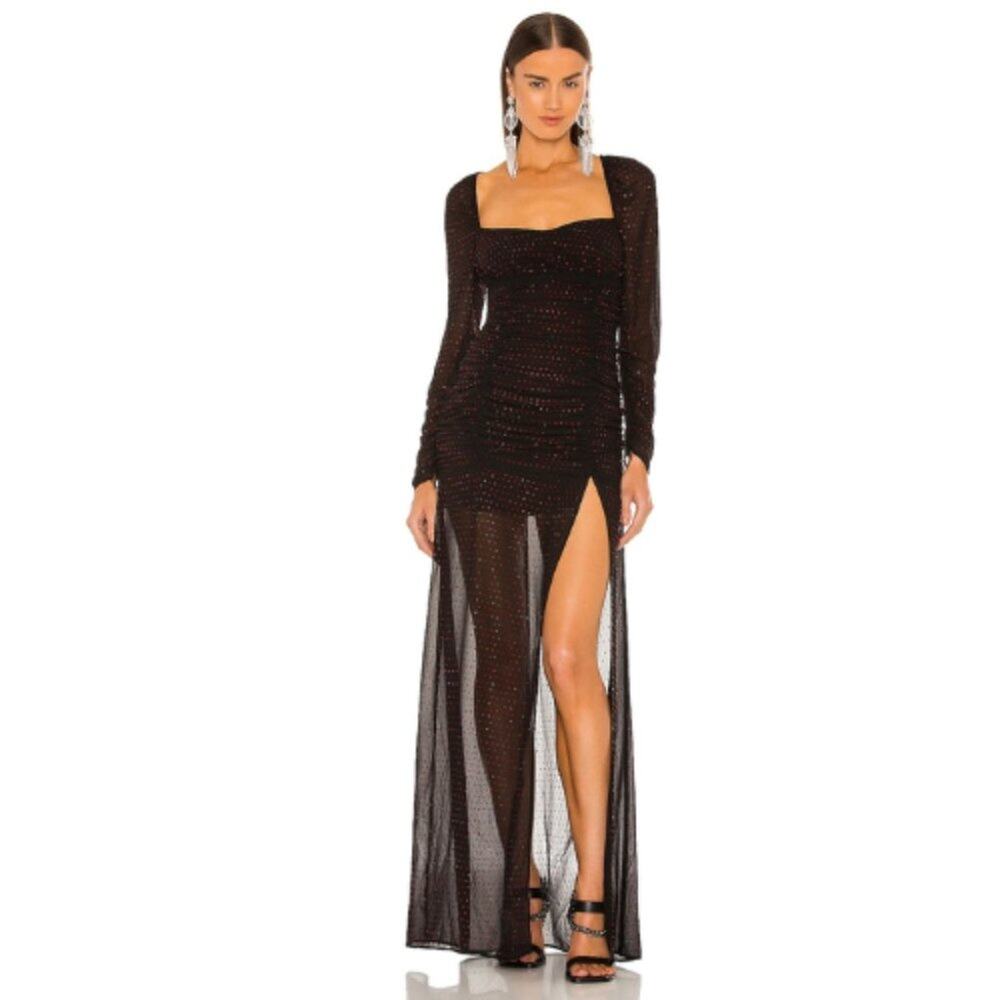 DUNDAS x REVOLVE Stardust Maxi Dress in Black and Ruby NWT Size Small